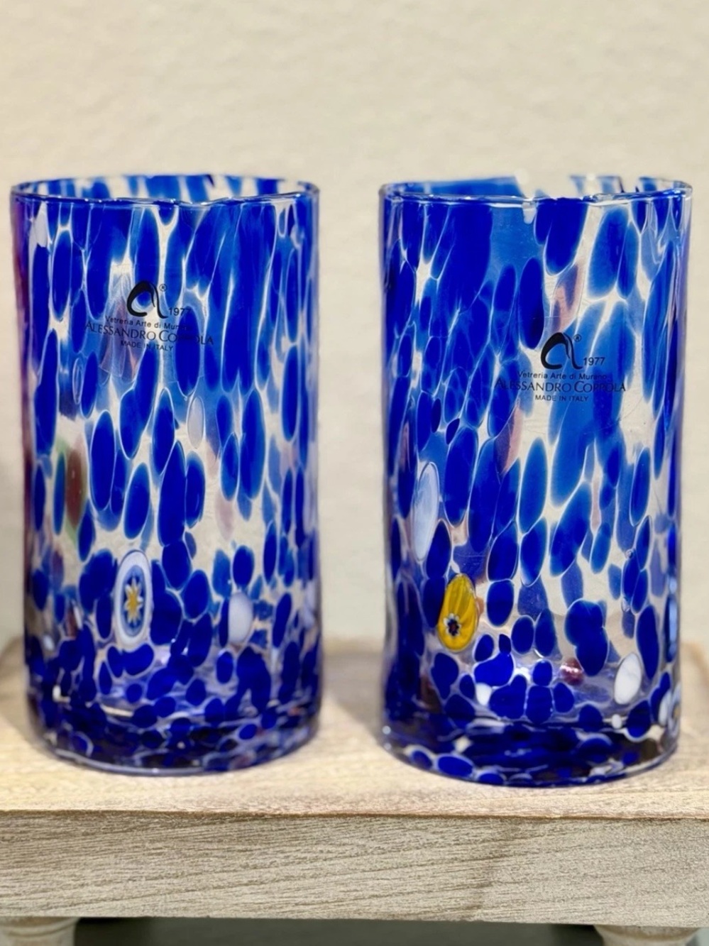Alessandro Coppola Murano Blue
Multicolor Confetti Glass Set - 2 Italy 5.8"